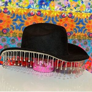 Black Tassel Rhinestone Cowgirl Hat